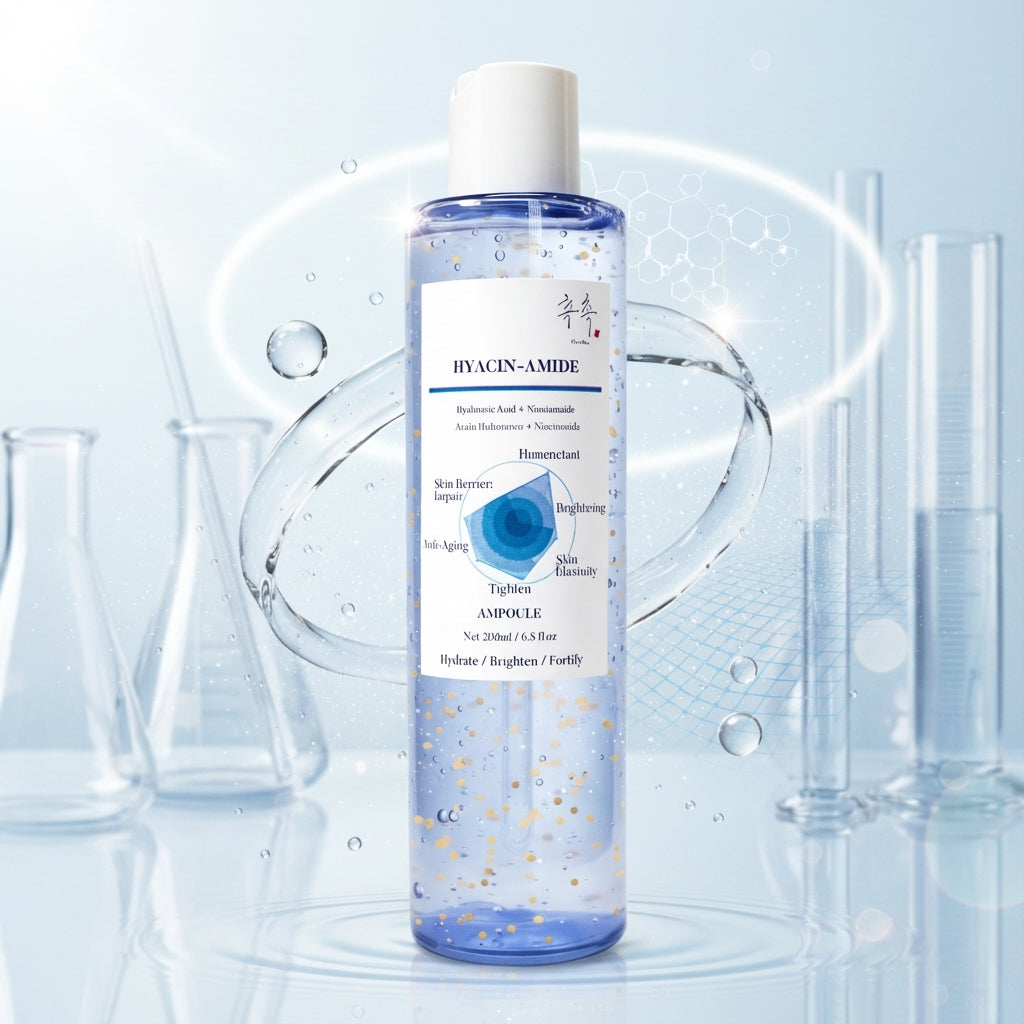 HYACIN-AMIDE ampoule product shot – lightweight Hyaluronic Acid + Niacinamide ampoule for hydration and glow