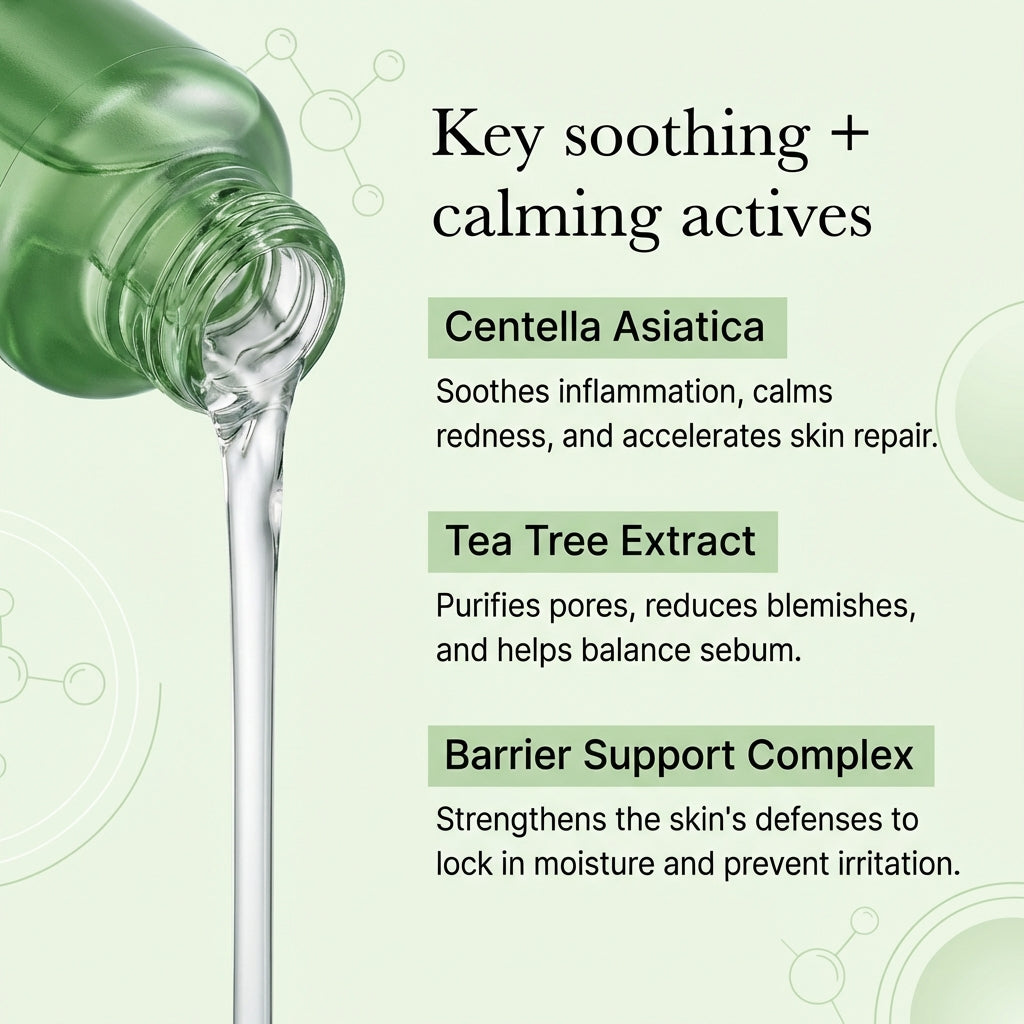CENTELLA ASAIC-TEA toner key benefits – soothing, calming, and oil-balancing active ingredients