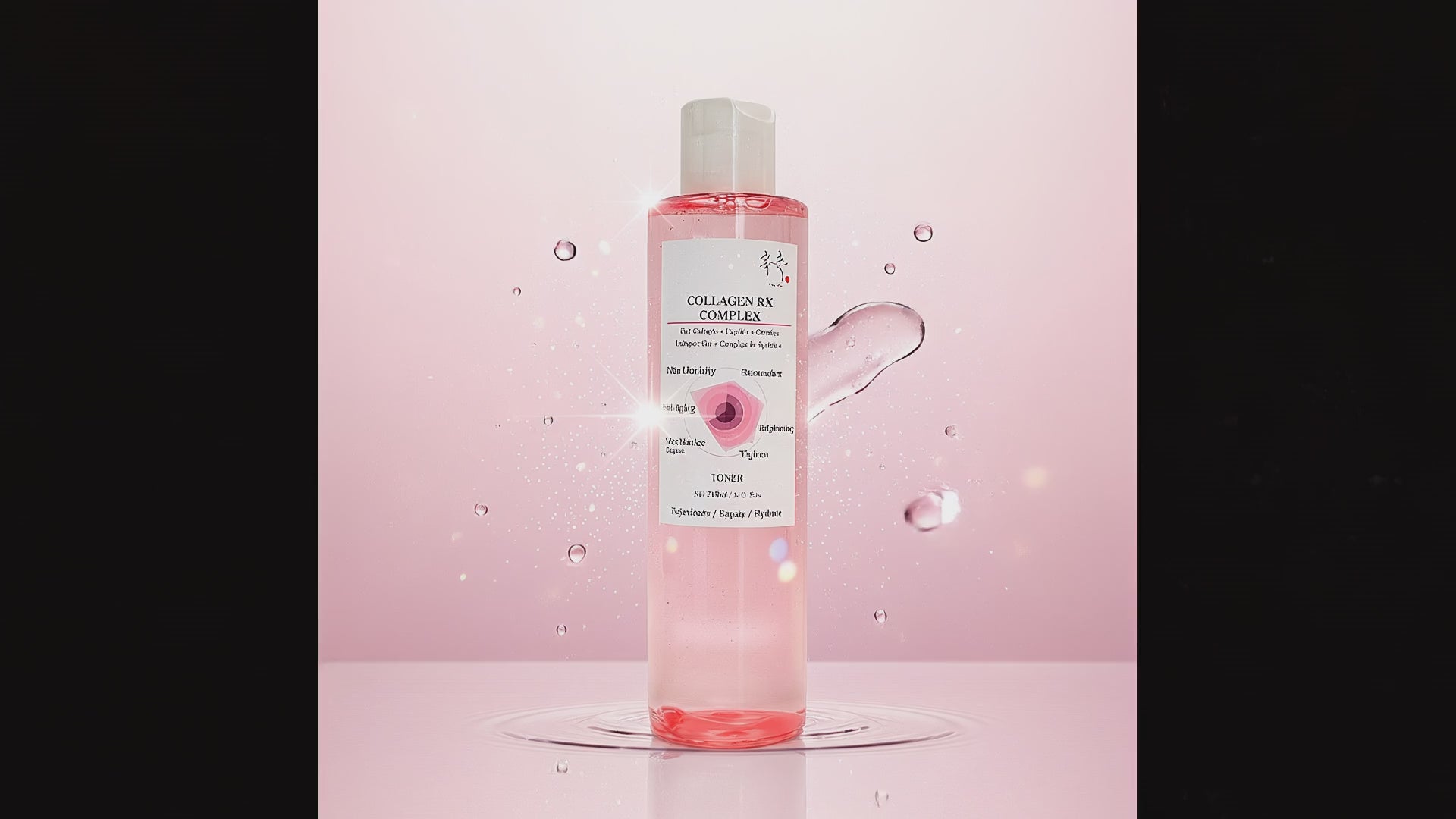 Load video: COLLAGEN RX COMPLEX toner video – collagen peptide toner texture and hydration glow routine